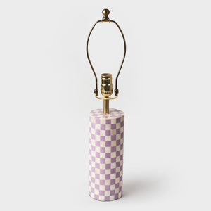 Checkered Table Lamp with Meadow Gathered Floral Lampshade