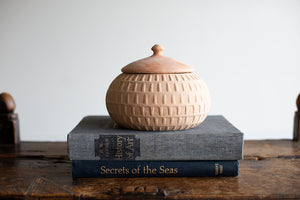 Carved Handmade Terracotta Jar with Lid