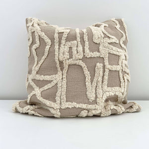 16x16 cotton neutral modern abstract tufted pillow cover
