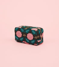 Load image into Gallery viewer, Black and Pink Floral Cotton Dopp Kit
